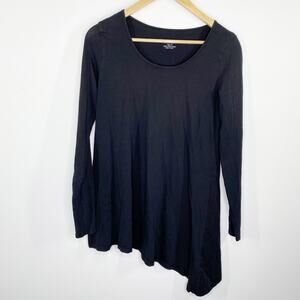 For The Republic Black Asymmetrical Pima Cotton Shirt Womens Medium M LongSleeve